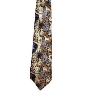 Museum Artifacts Novelty Dog Print Necktie Silk Handmade‎ Animal Pattern